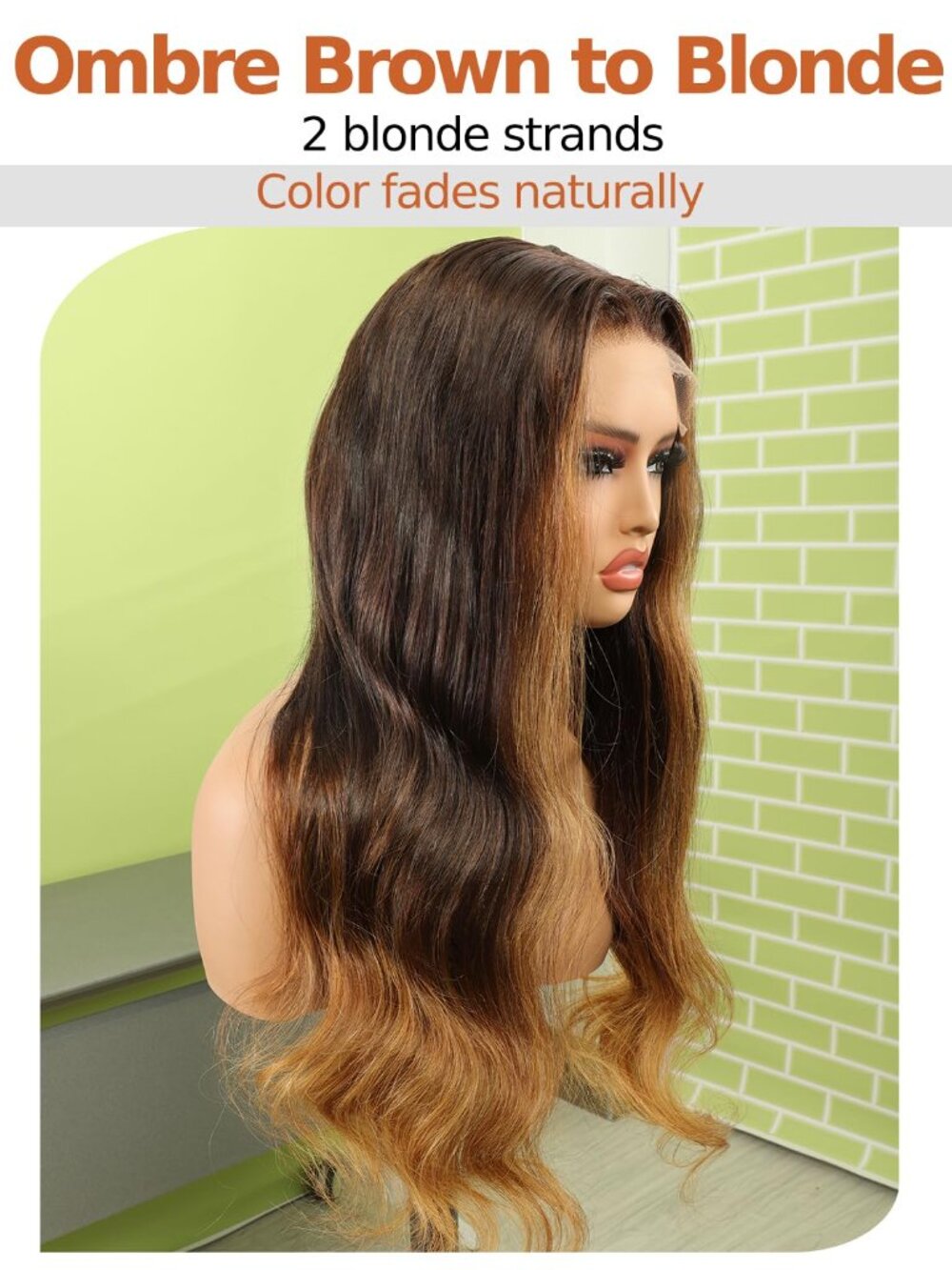 BEEOS 250% Density Ombre Brown and Blonde HD Lace Front 24" Human Hair Wig